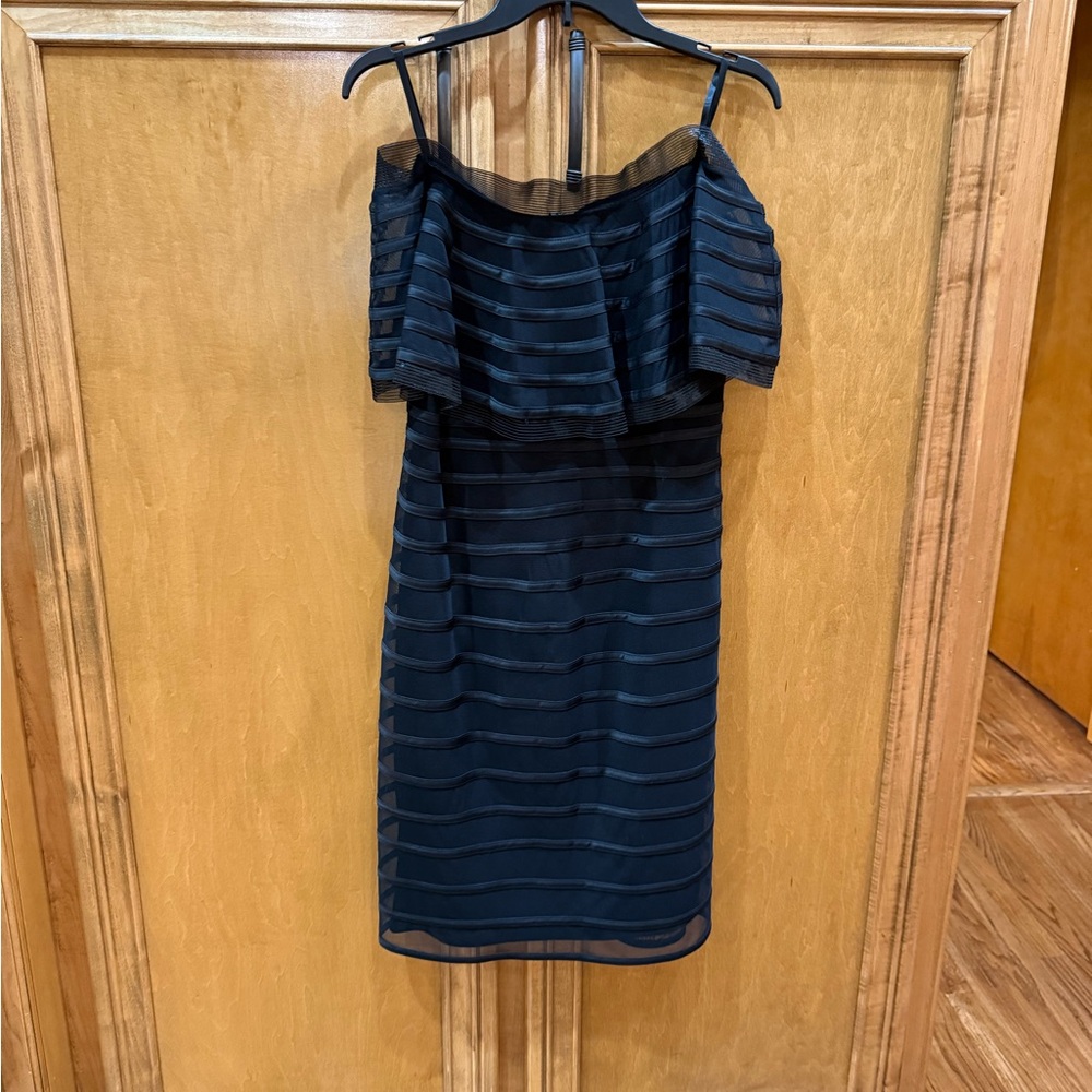 Betsy & Adam Black Layered Midi Dress